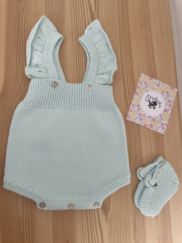 Conjunto cotton menina | verde àgua