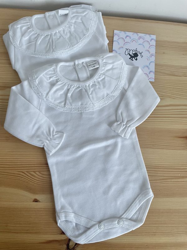 Body manga comprida | renda branca