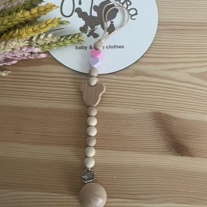 Prendedor de chupeta | urso rosa