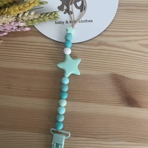 Prendedor de chupeta | estrela verde água