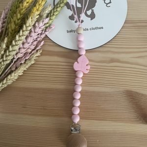 Prendedor de chupeta | folha rosa